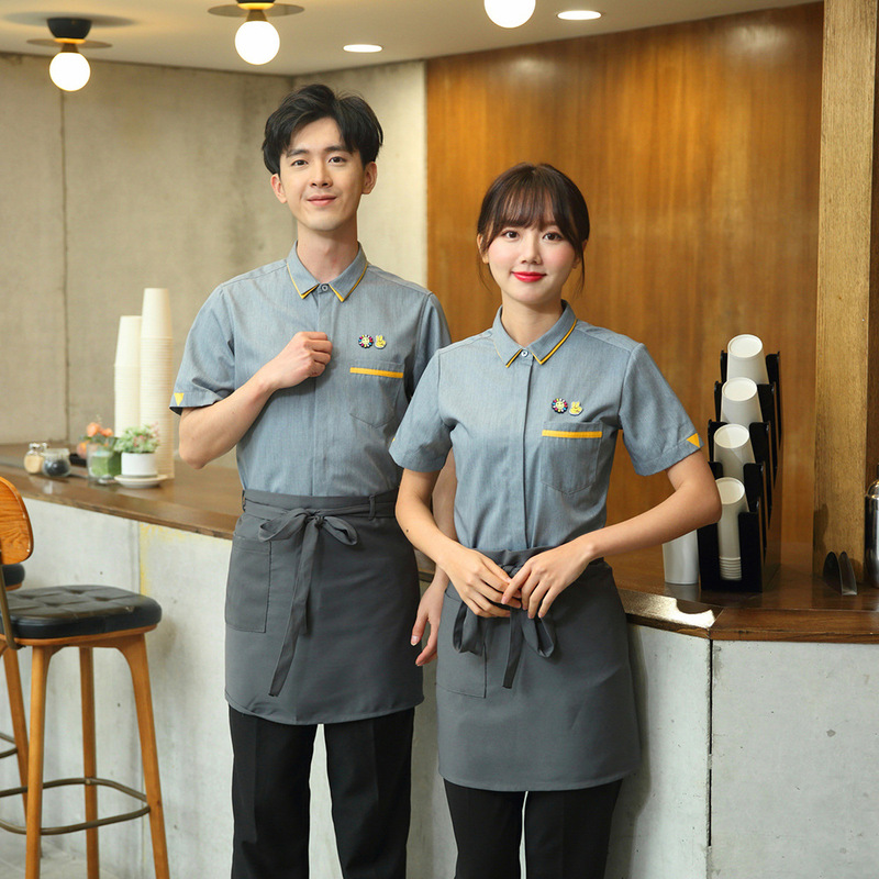 Hotel Waiter Work Clothes Shirt Short Sleeve Western Catering Fast Food Hotel Hot Pot Restaurant Coffee Shop Work Uniform Summer