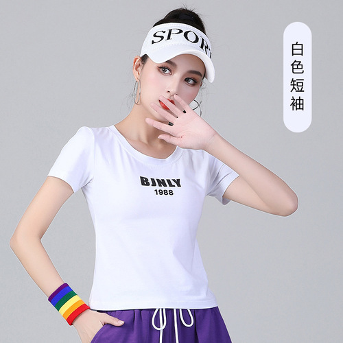  Bejanari square dance new spring and summer short-sleeved T-shirt letter sweatpants dance sports casual performance clothing