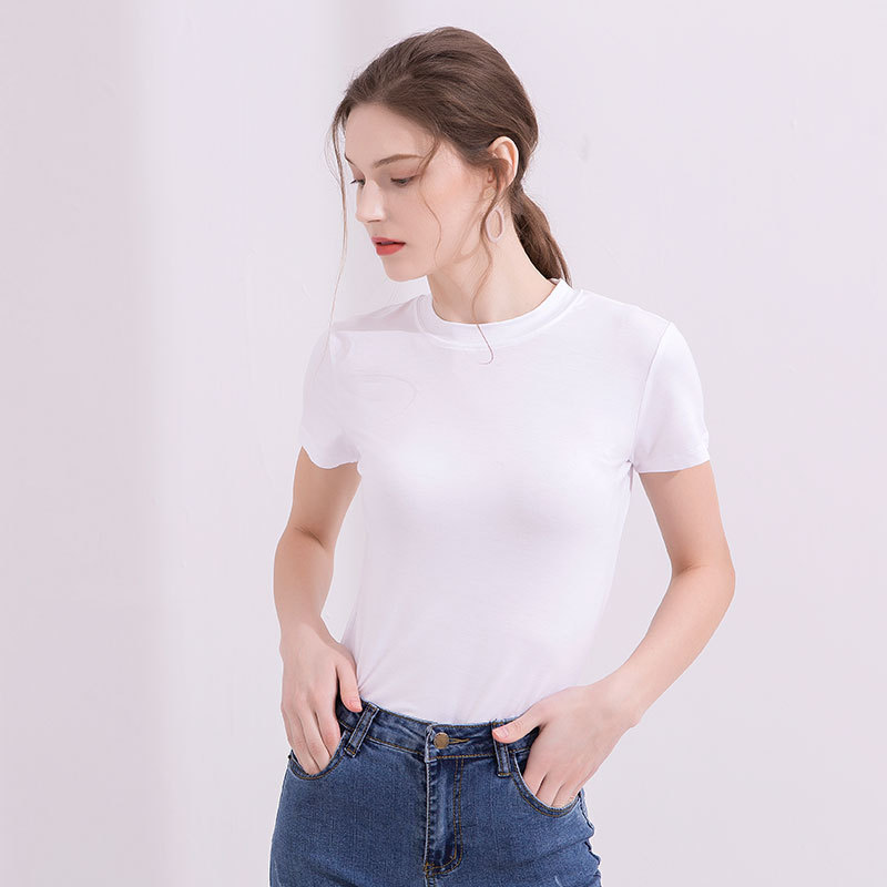 모달 하프 하이 칼라 반팔 티셔츠 여성용 여름 블랙 타이트베이스 셔츠 내부 슬림핏 여성 탑 TR0011