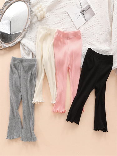 2026 new Korean style thin western-style girls 'leggings, children's cotton bell-bottom pants, foreign trade pants, one-year-old trend