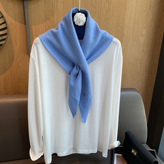 宝藏小单品~穿孔成型100%WOOL软糯羊毛小领巾百搭韩系小围巾冬
