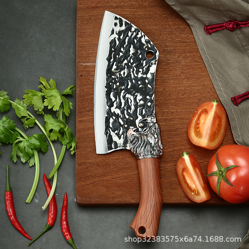 龙泉菜刀家用女士切片刀龙头不锈钢锻打刀厨房切菜刀具虎头切肉刀