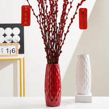 仿陶瓷银柳专用塑料花瓶干花冬青年宵花花瓶过年客厅桌面落地插花