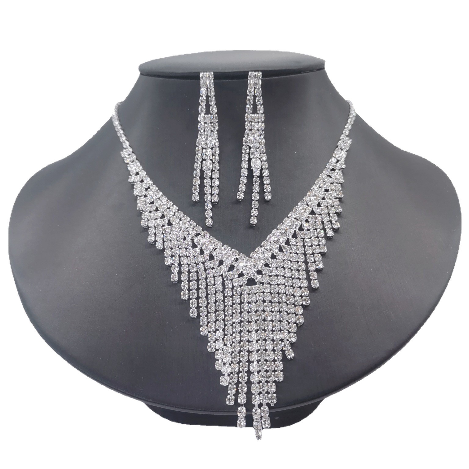 Set gioielli da sposa collana e orecchini in argento con diamanti_voghion.com