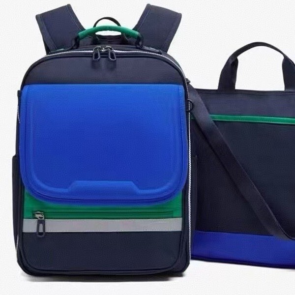 Korean Elementary School Students' Backpacks with Spine Protection, 4-in-1 Shoulder Bag, Includes Free Tutoring Bag, Pencil Case, and Toy to Reduce Burden