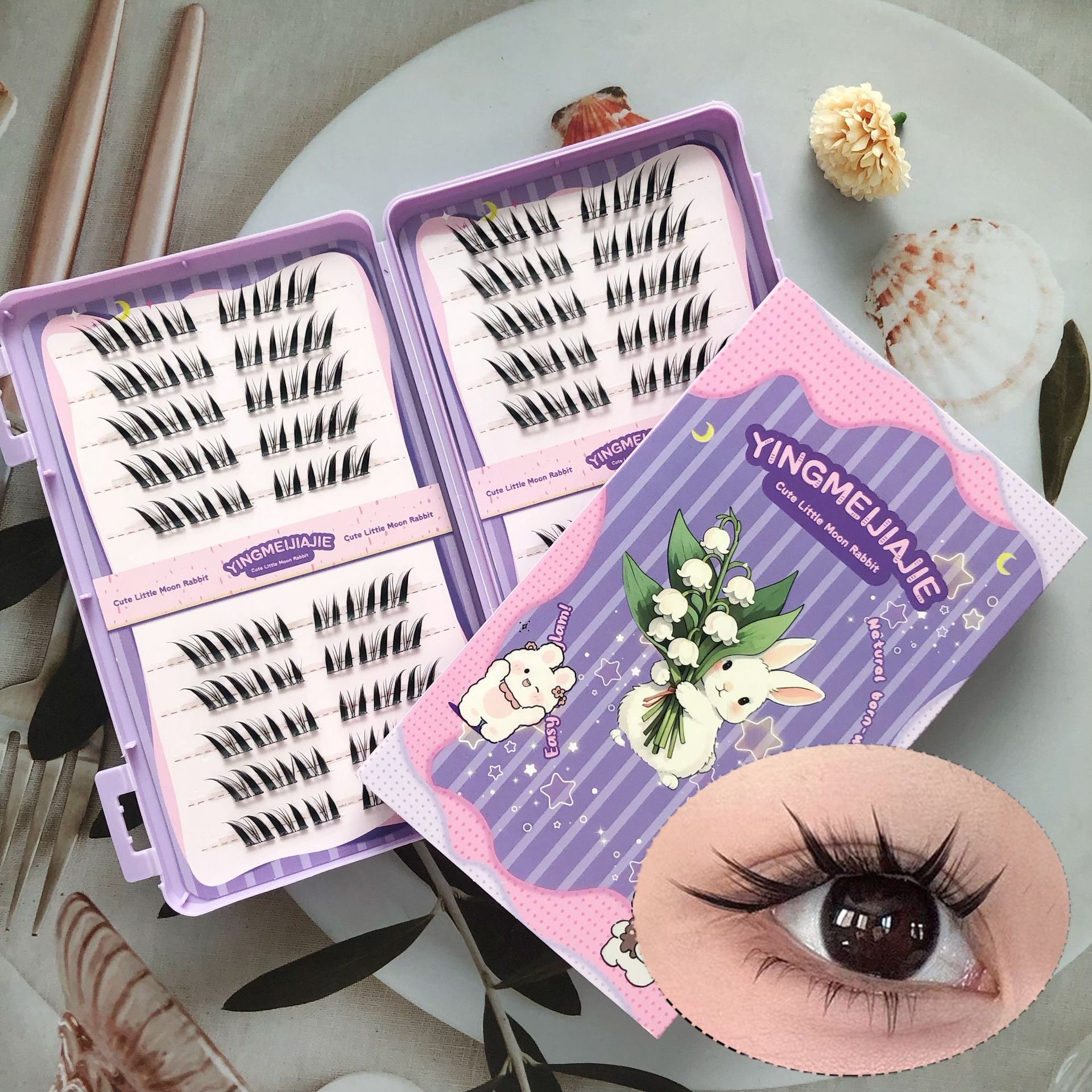 20 filas de paquete de caja de regalo de pestañas falsas transfronterizas, pestañas falsas densas, pestañas falsas sin pegamento.