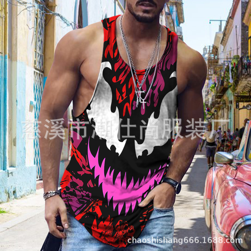 Camiseta sin mangas hombre fitness running verano estilo europeo Venom