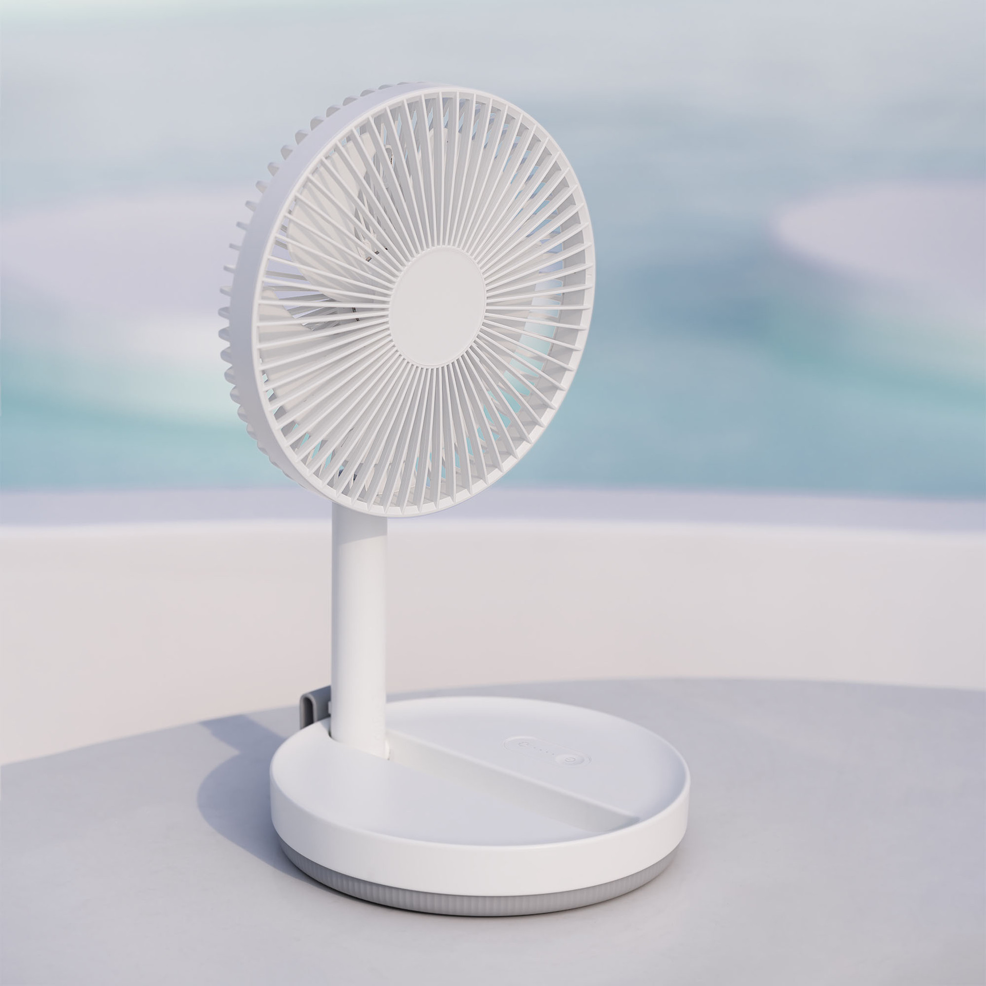 Telescopic folding handheld table air fan