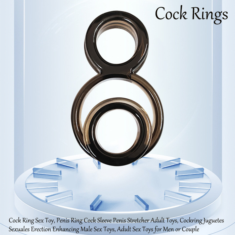 Double Locking Delay Ring, TPE Manual Couples Penis Ring, Black — detail image 6
