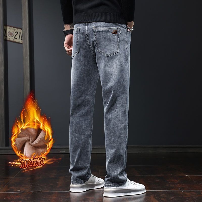Invierno nuevos jeans elásticos para hombres con calzado grueso y pantalones de pierna ancha rectos resistentes al desgaste y sucios image 7