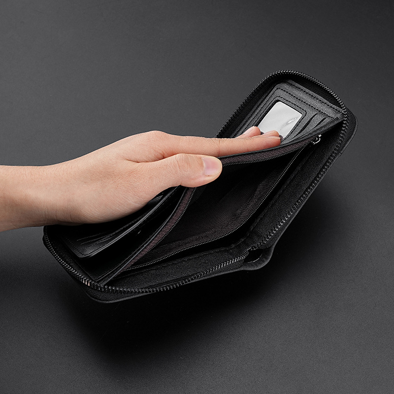 Cartera de hombre transfronteriza corta 2025 nuevo empalme juvenil simple tres plegables cartera multifuncional cremallera cambio