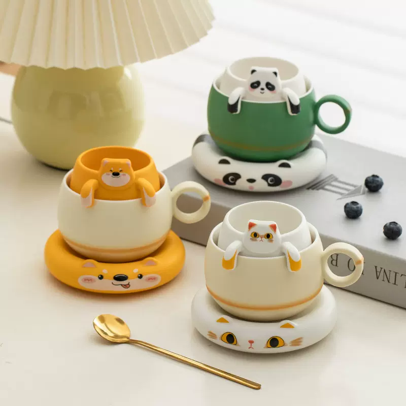 高颜值陶瓷水杯个人专用创意可爱泡茶杯马克杯伴手礼茶咖杯子礼品