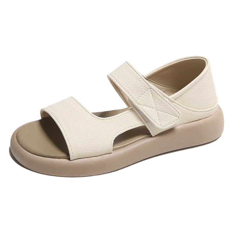 2024 verano nuevo más tamaño plataforma Sandalias planas velcro casual suave inferior suave superficie estudiante zapatos de las mujeres al por mayor