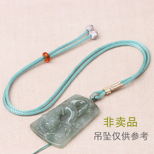 Fine style star moon corn hanging rope hand-woven jade Buddha emerald high-grade wrapped champagne golden men and women's hanging rope wholesale 