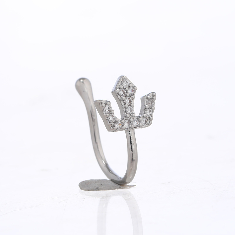 Fashion Moon Crown Alloy Inlay Zircon Nose Ring 1 Piece