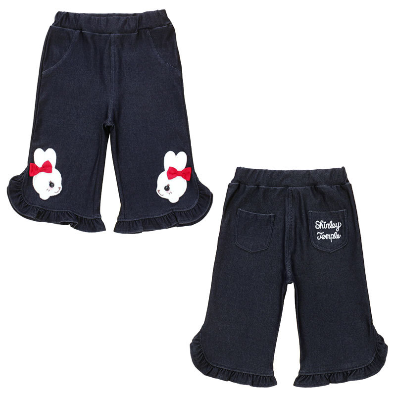 ST Children's Clothing Spring and Summer New Women's Children Cartoon Letter Bunny Embroidered Edge Seven-Eighth Pants Casual Pants Dropshipping