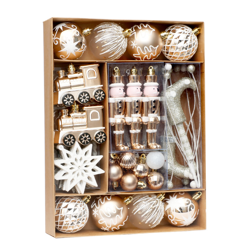 Decoraciones de Navidad 50 Unids Champagne oro pintado traje de bola de Navidad colgando adornos decoración del árbol de Navidad colgante