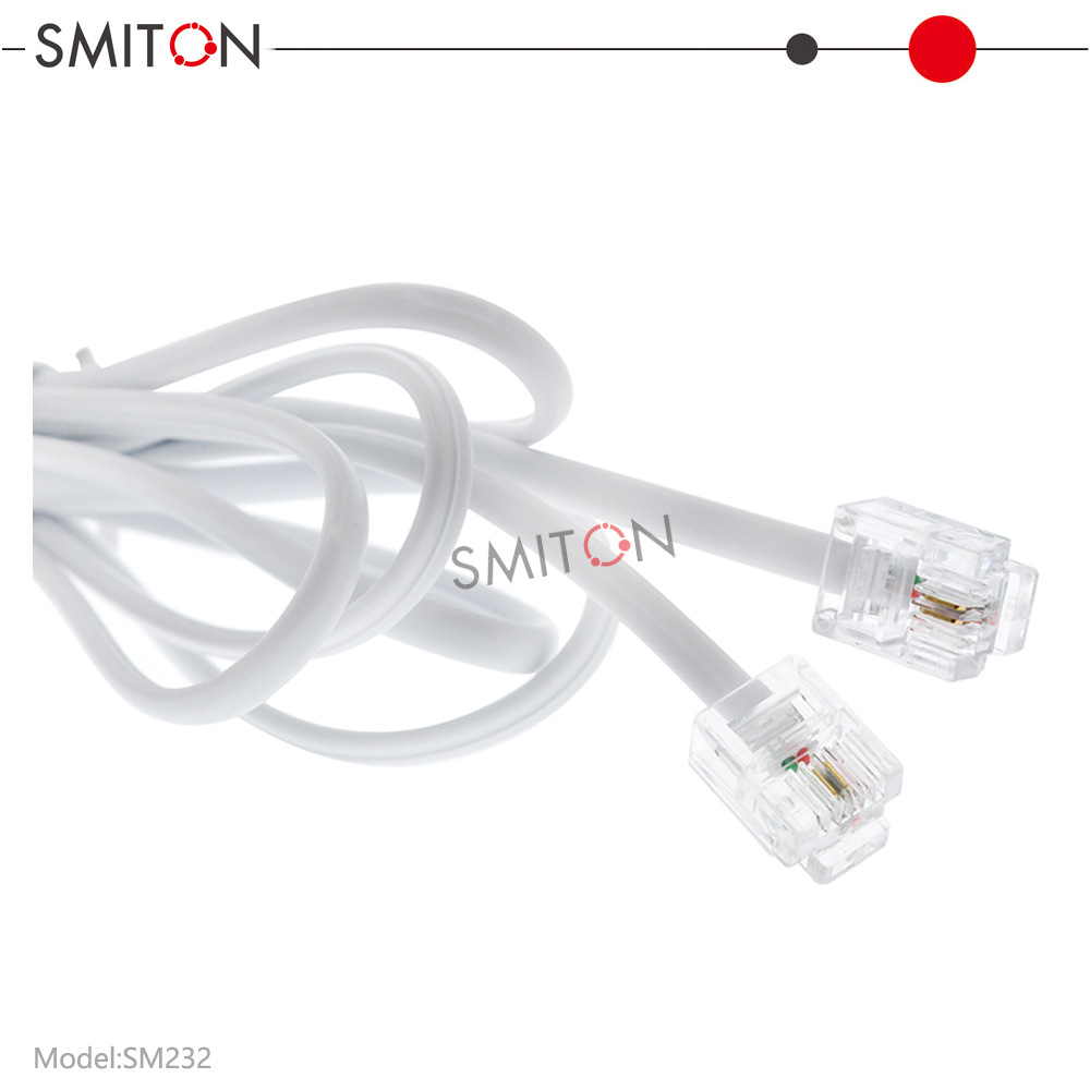 全铜 室内电话线 电话跳线批发  RJ11电话直线3米6P2C 白色