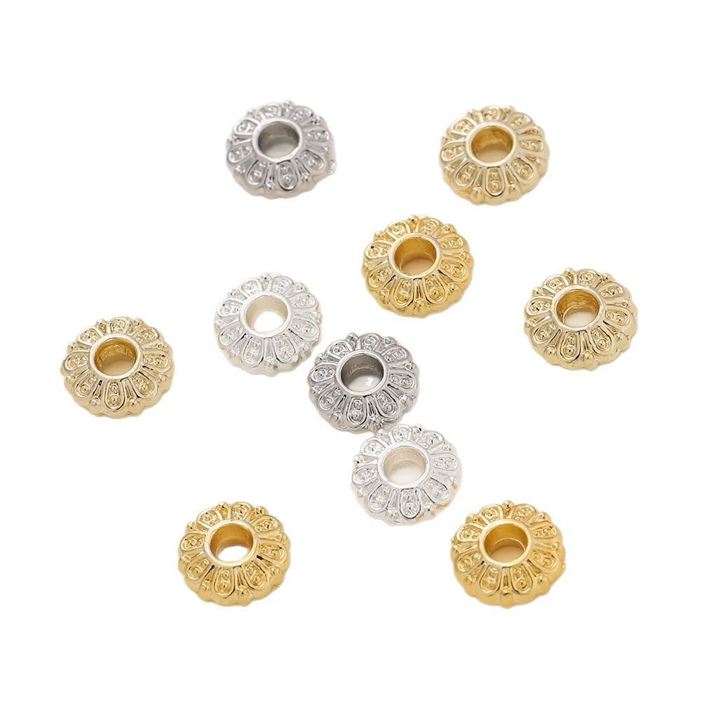 Retro beads, bracelet, necklace, accessory, accessories, 18 carat, golden color, 6mm, DIY