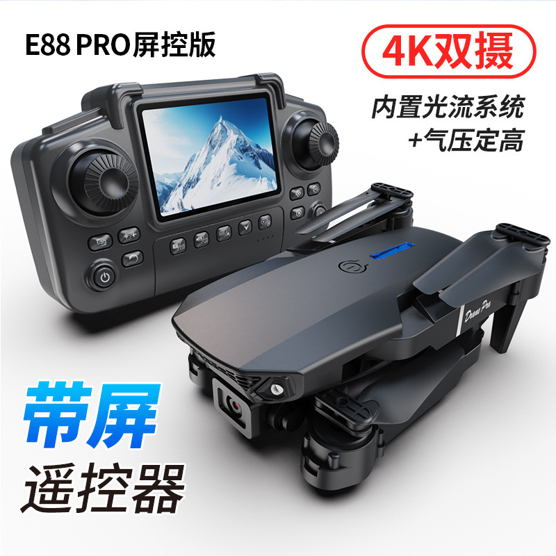 E88 Pro kvadrokopter dron, 4K iki kameralı, optik axın