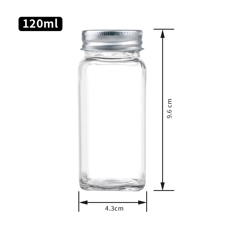 Botella de condimento de 120ml cocina cuadrada condimento tanque de almacenamiento guisado de fideos frasco de polvo de pimienta frasco de sal de barbacoa