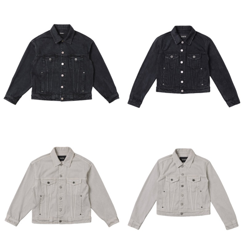 [Same Style as Wang Yuwen] Smfk Annihilation Storm Retro Slim-Fit Denim Jacket with Distressed Wide-Cut Design
