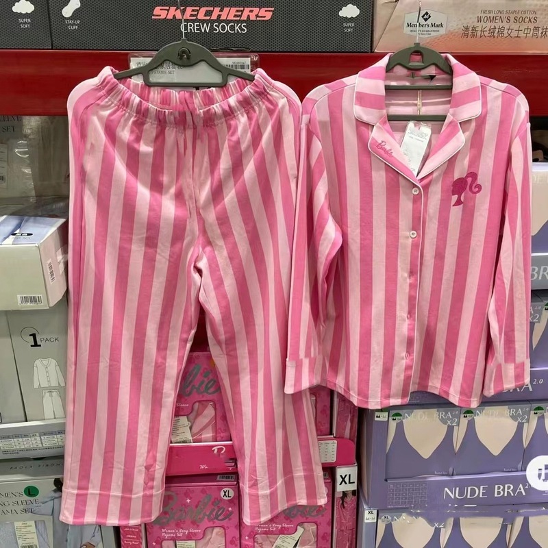 外国貿易のパジャマの女性の春秋の軽い豪華なストライプは高級感の家庭服の甘い薄い長袖の夏のスーツを着ることができます。|undefined