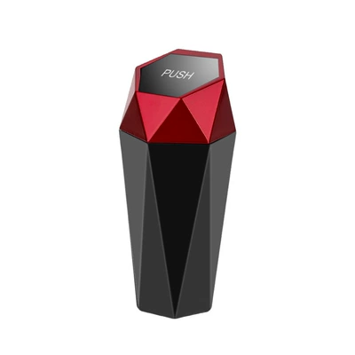 Car storage bag/box Cup Holder Diamond Trash Bin - red