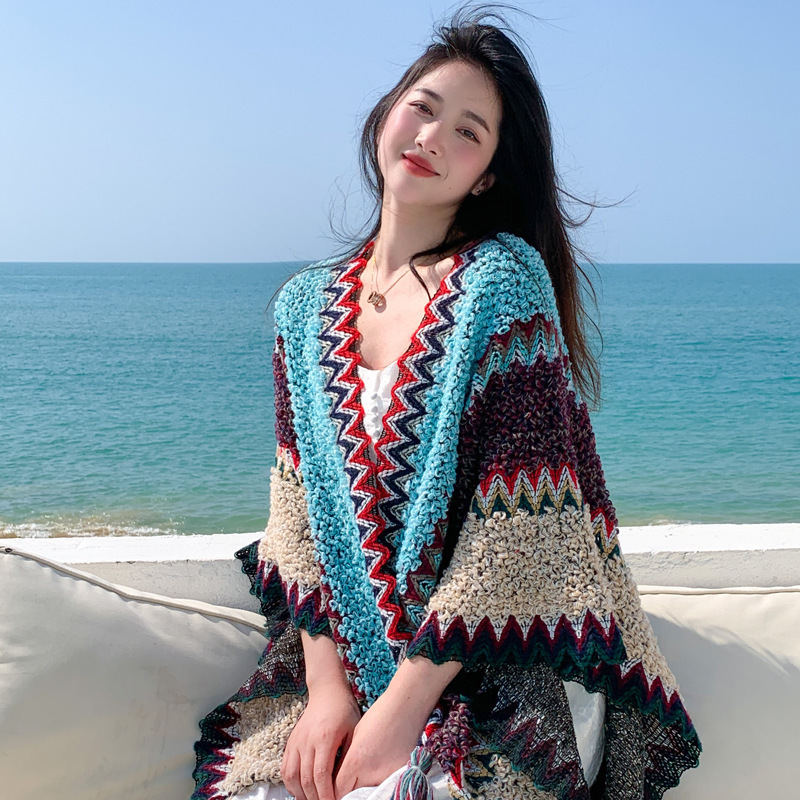 披肩女2025新款外搭民族风云南针织复古披风斗篷外套时尚洋气高档|undefined