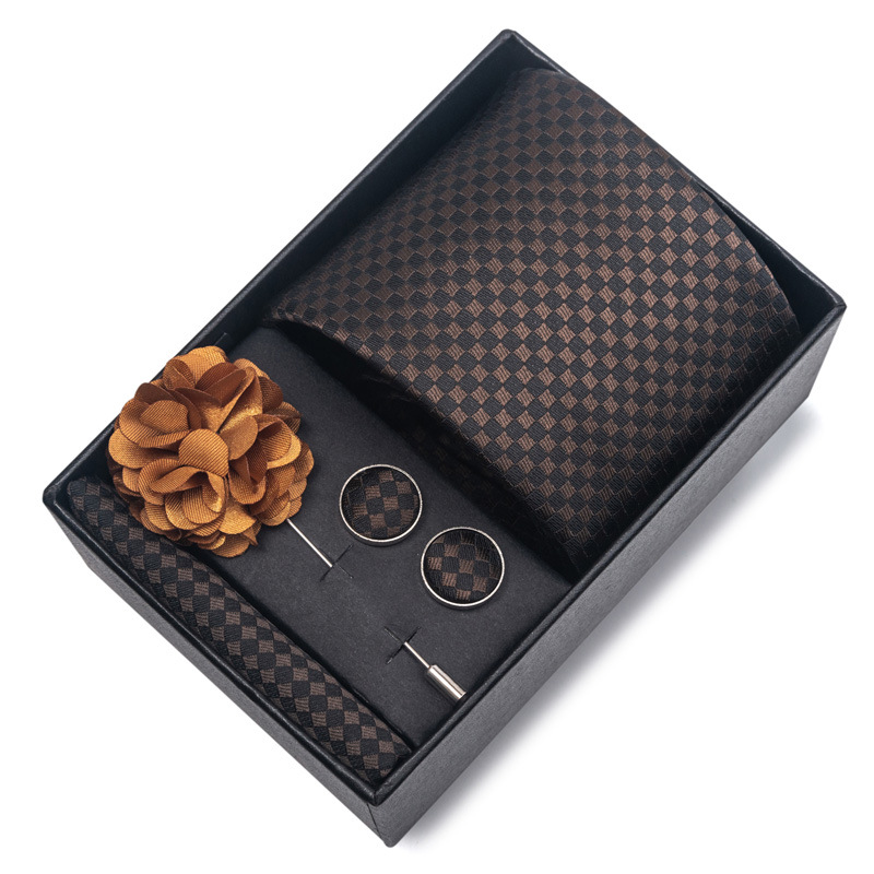 Hochzeits-Bräutigam-Feier Weinrote Krawatte, Herrenanzug-Manschettenknöpfe, Brustblumen-Accessoires-Set-Box_voghion.com