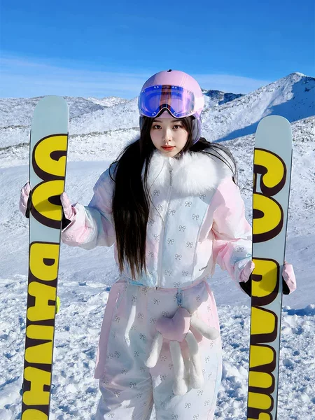 Ldab Colorful Ski Suit Set for Women 2026 Autumn and Winter New Style, Stunning and High-Looking, Windproof and Cold-Proof Ski Jacket