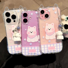 細いウエストの猫耳デザイン iPhone17promax対応 高級スマホケース 16pro対応 クリエイティブTPU透明精密穴あき
