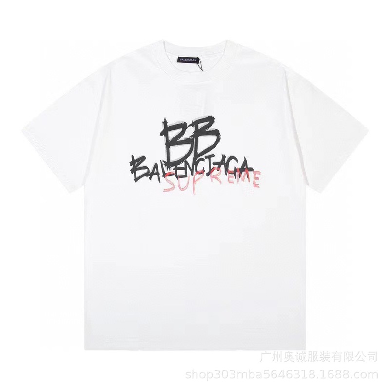 国境を越えた貿易 24ssB 春夏ロゴプリント半袖カジュアルルーズ男女カップル同じスタイル Tシャツトレンディなブランド|undefined