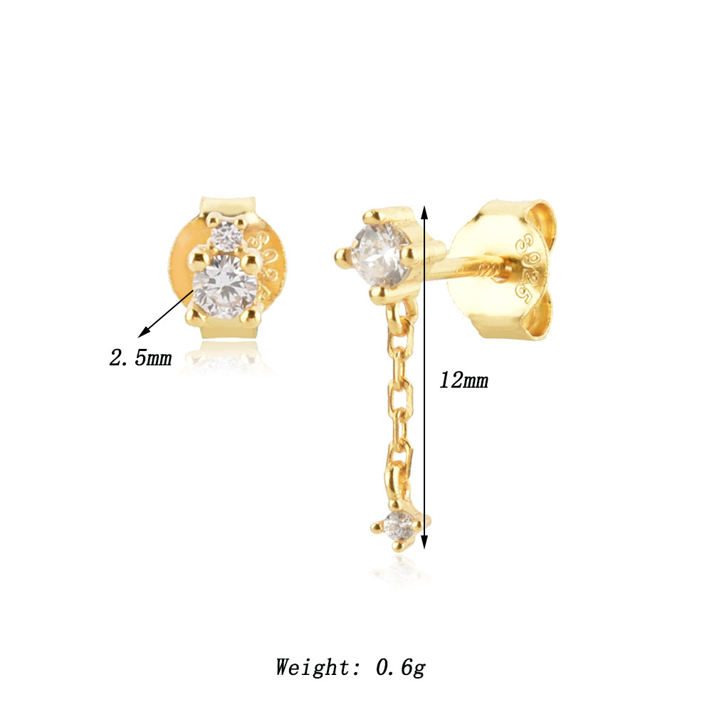 3g Weight 0.05µm-0.08µm Gold Plating Thickness 1 Pair 18K Gold Plated 925 Sterling Silver Zircon Geometric Drop Earrings