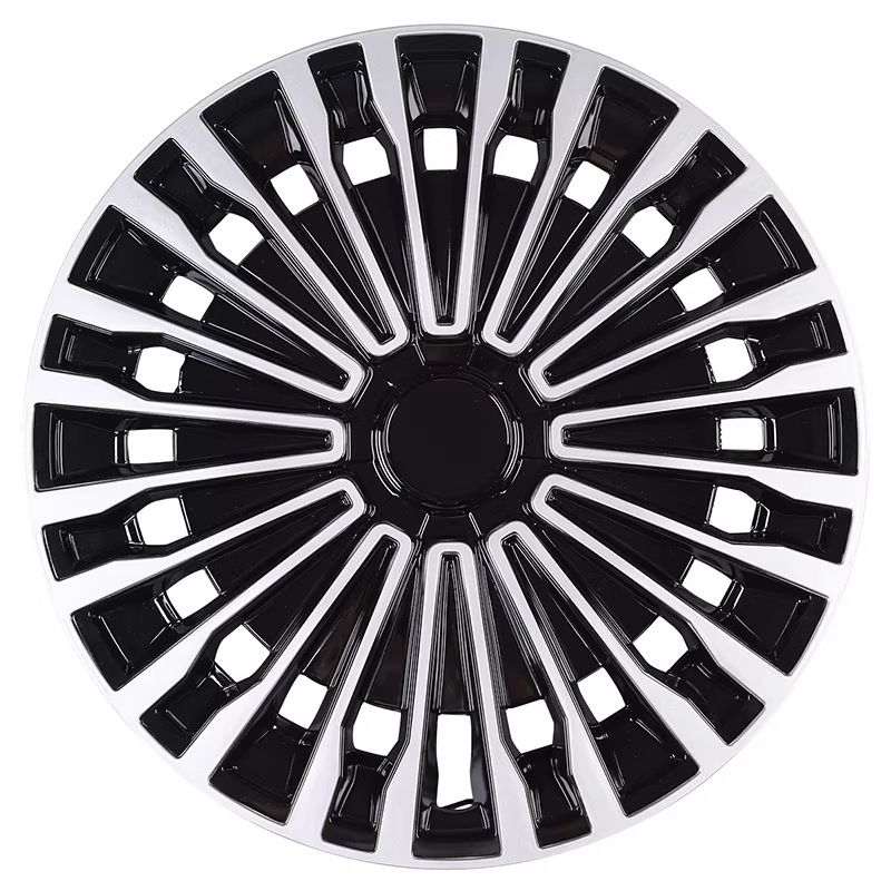Iron Wheel — Universal Hub cover - 14-inch-yy-silver-black-1pc