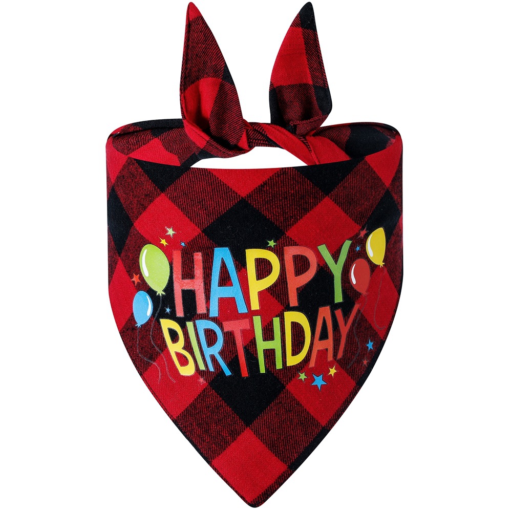 Fabricante en stock transfronterizo nuevo triángulo toalla algodón a cuadros mascota perro saliva toalla mascota cumpleaños saliva toalla