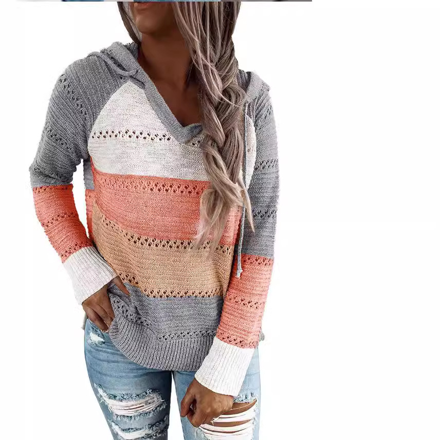 Comercio exterior transfronterizo Orden original nuevo deseo Amazon eBay Otoño e Invierno Nuevo suéter con capucha a rayas image 7