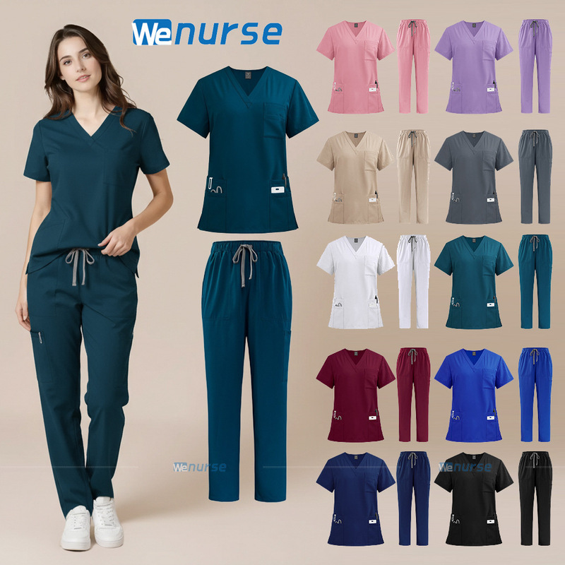 Stretch Hand Washing Clothes for Men and Women, Short-Sleeved Surgical Clothes, Oral Nurse Doctor Work Clothes, Pet Hospital Medical Scrub Clothes