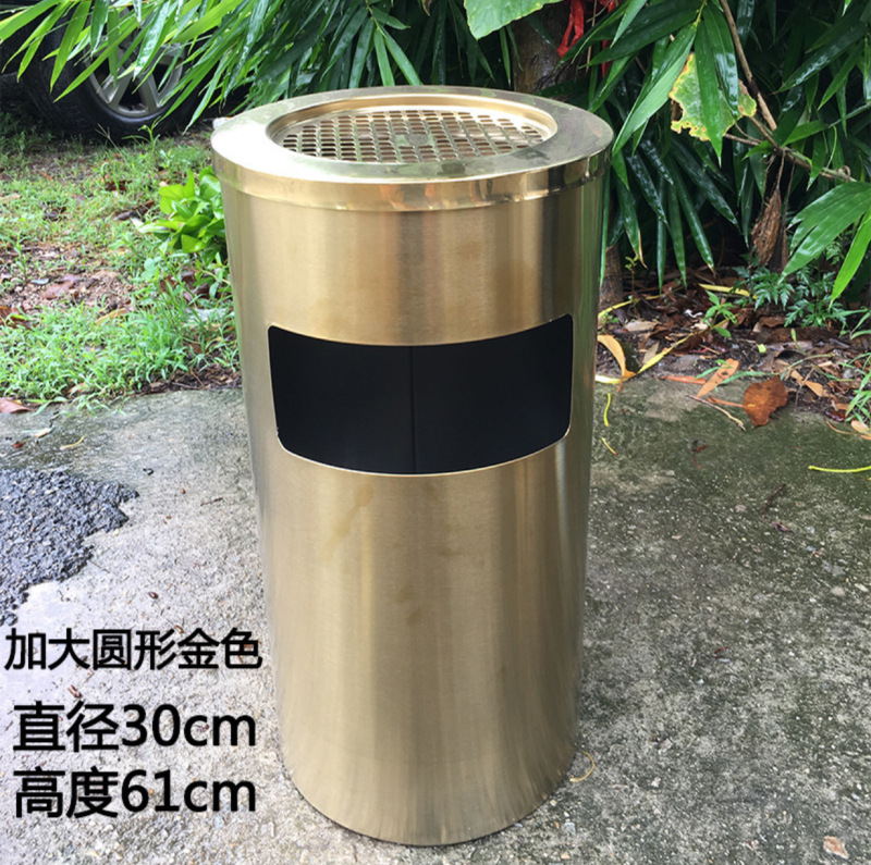 ステンレス円形ゴミ箱灰皿付き商用公共場所ホテルエレベーター口屋外縦型灰皿|undefined