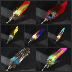 Men's Suit Trendy Matching Cross-border Best-selling Fake Peacock Feather Pin Chest Decoration Personal Accessory