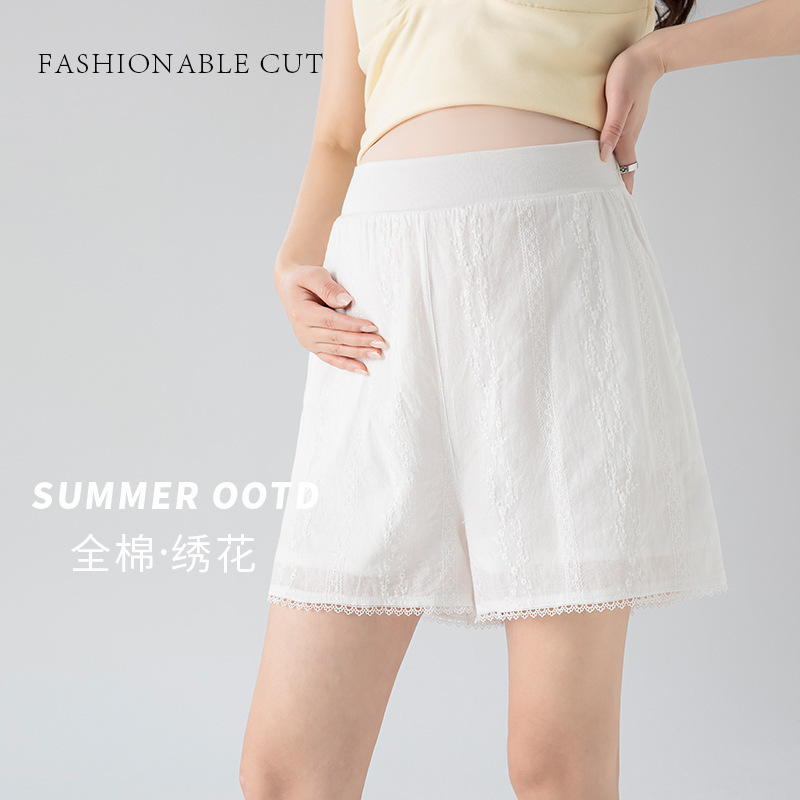 Maternity Pants, Summer Fashion New Style, Simple and Elegant, Versatile, Breathable, High-Quality Embroidered Design Maternity Shorts