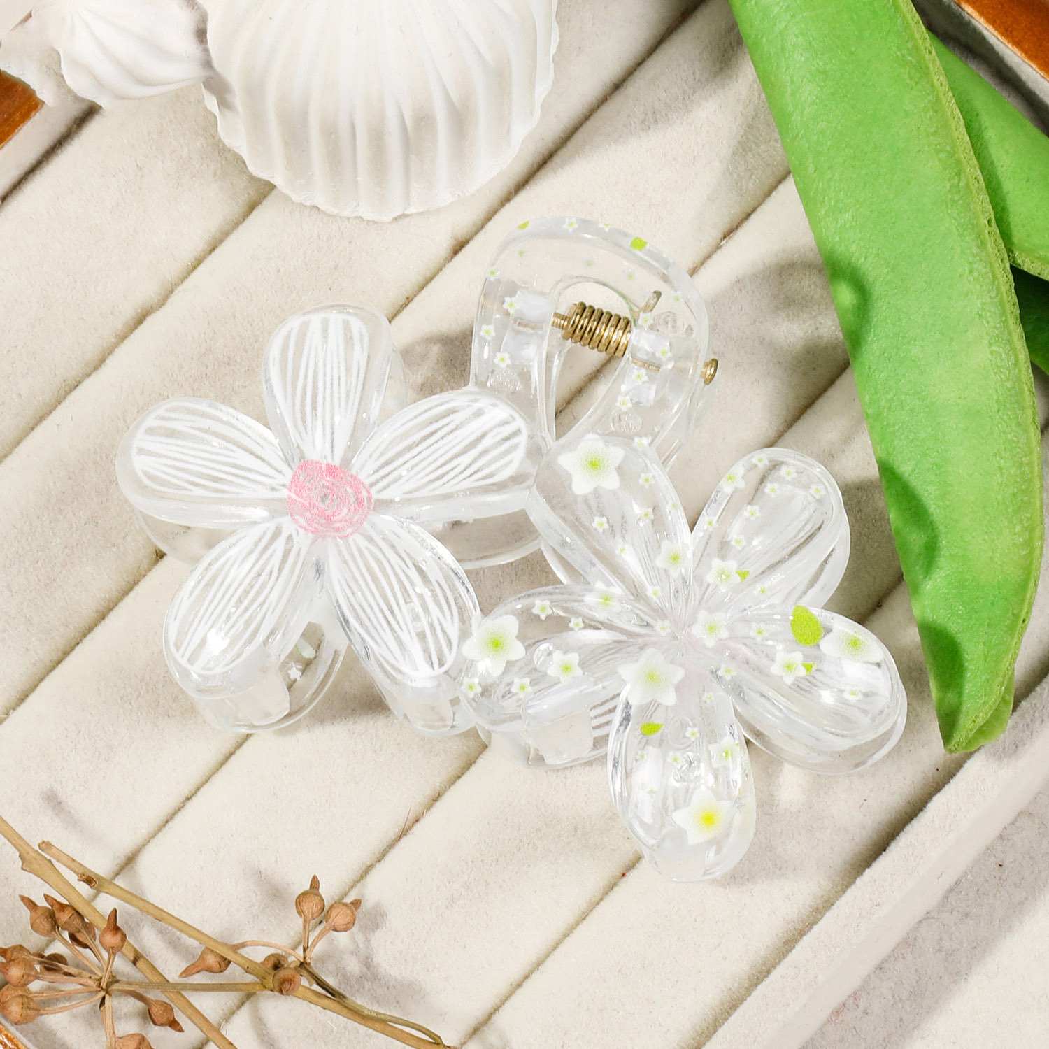 Dulce pequeño fresco graffiti flores agarrando clip de pelo transfronterizo nuevo clip de tiburón detrás de la cabeza clip de pelo adornamiento para el pelo