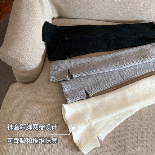 Knitted socks jk white socks women's calf sleeves mid-calf socks Japanese thickened warm autumn and winter snow boots pile socks