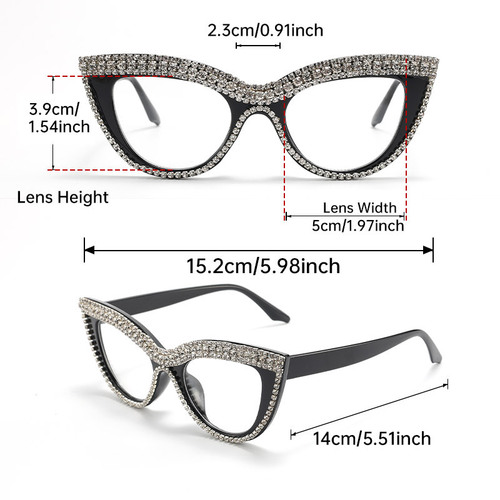2025 Simple Diamond-Inlaid Sunglasses: Fashionable European & American Retro Cat-Eye Design with Diamond-Encrusted Chain – Premium-Look for Women