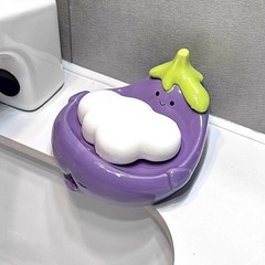 ナス石鹸ボックストイレ洗面台ネット赤石鹸ボックス水たまりなしセラミック石鹸皿収納ボックス