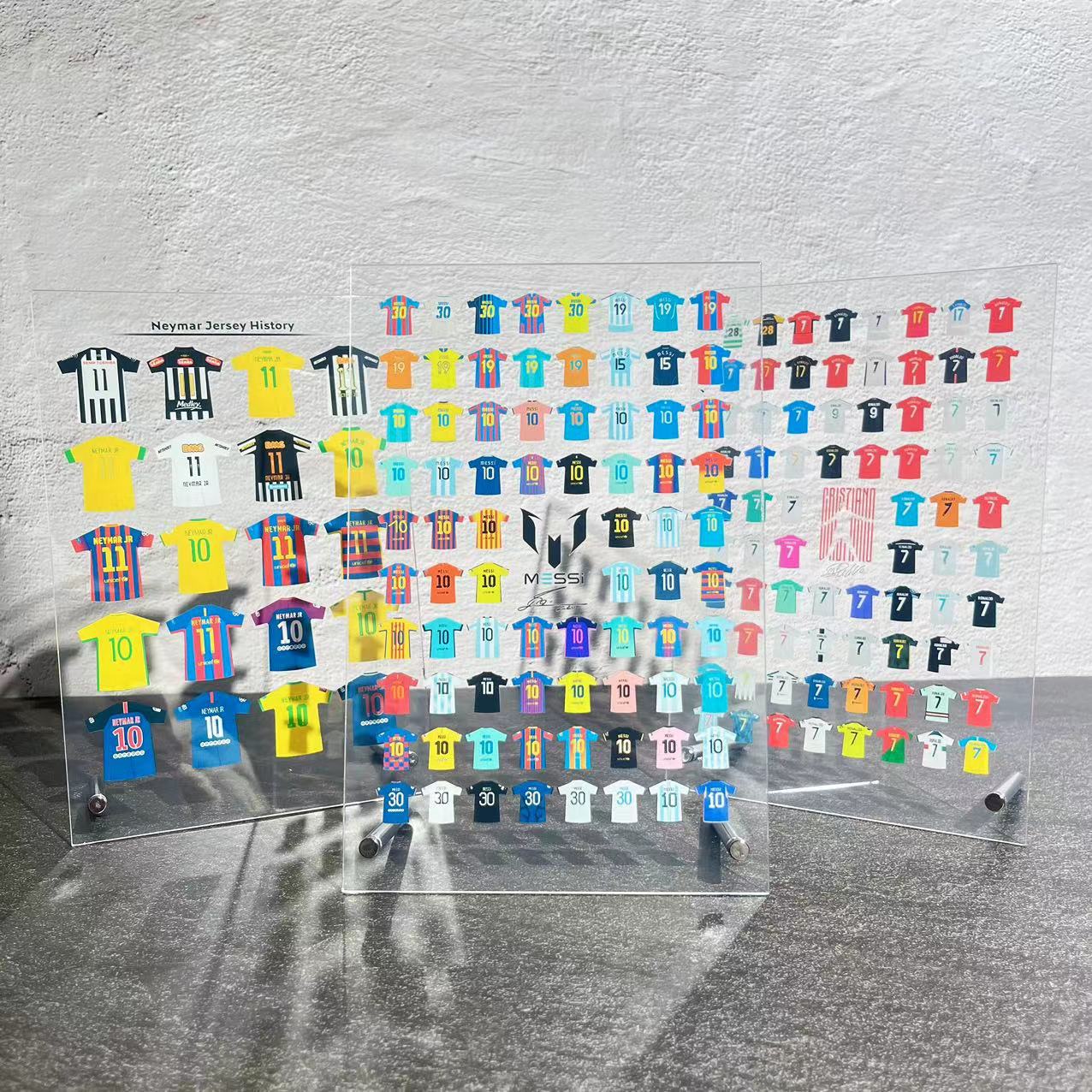 Messi and Ronaldo football star career jersey collection acrylic stand table decoration hand-made poster picture frame