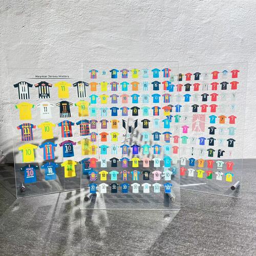 Messi and Ronaldo football star career jersey collection acrylic stand table decoration hand-made poster picture frame