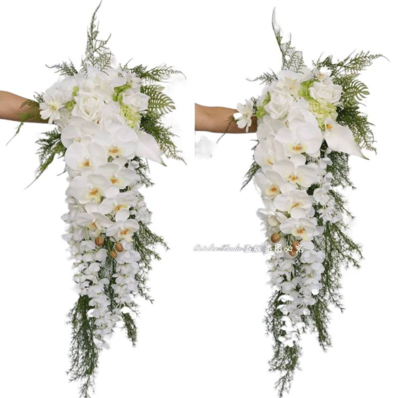 旅拍园林风婚纱摄影道具美学拍照婚礼瀑布水滴仿真新娘手捧花|undefined