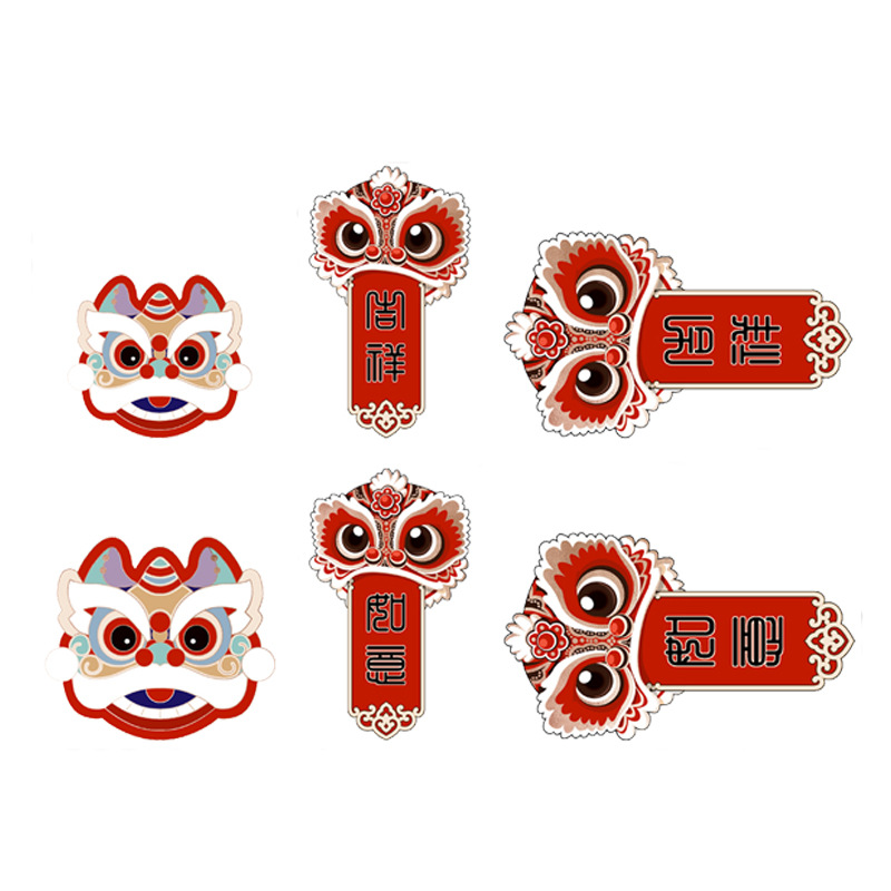 Dorado tarjeta de felicitación de Año Nuevo León tarjeta colgante Año Nuevo snack flor bendición cubo decoración colgante bendición tarjeta Festival de Primavera etiqueta festiva