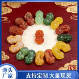 红玛瑙立体貔貅吊坠 绿色玉髓貔貅挂件 黄色貔貅